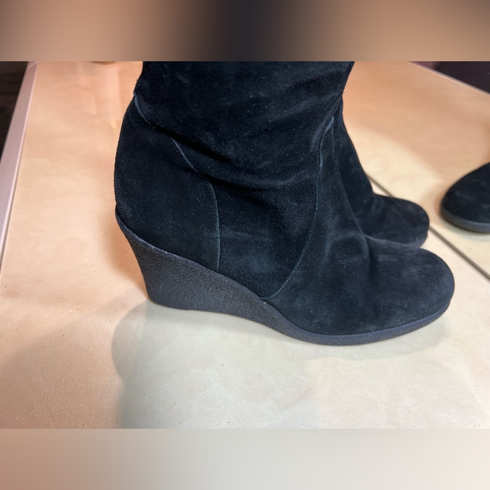 Michael Kors Wedge Tall Black Suede Zip Up Boots with pockets Size 6.5 - Picture 6 of 7